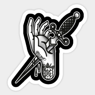 Hand and Dagger Tattoo Sticker